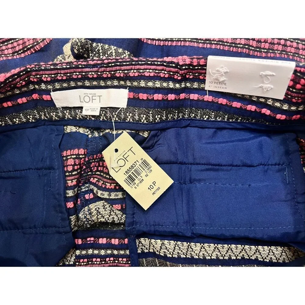 Ann Taylor LOFT Women's Geometric Aztec The Riviera Shorts Multicolor Sz 10P NWT
